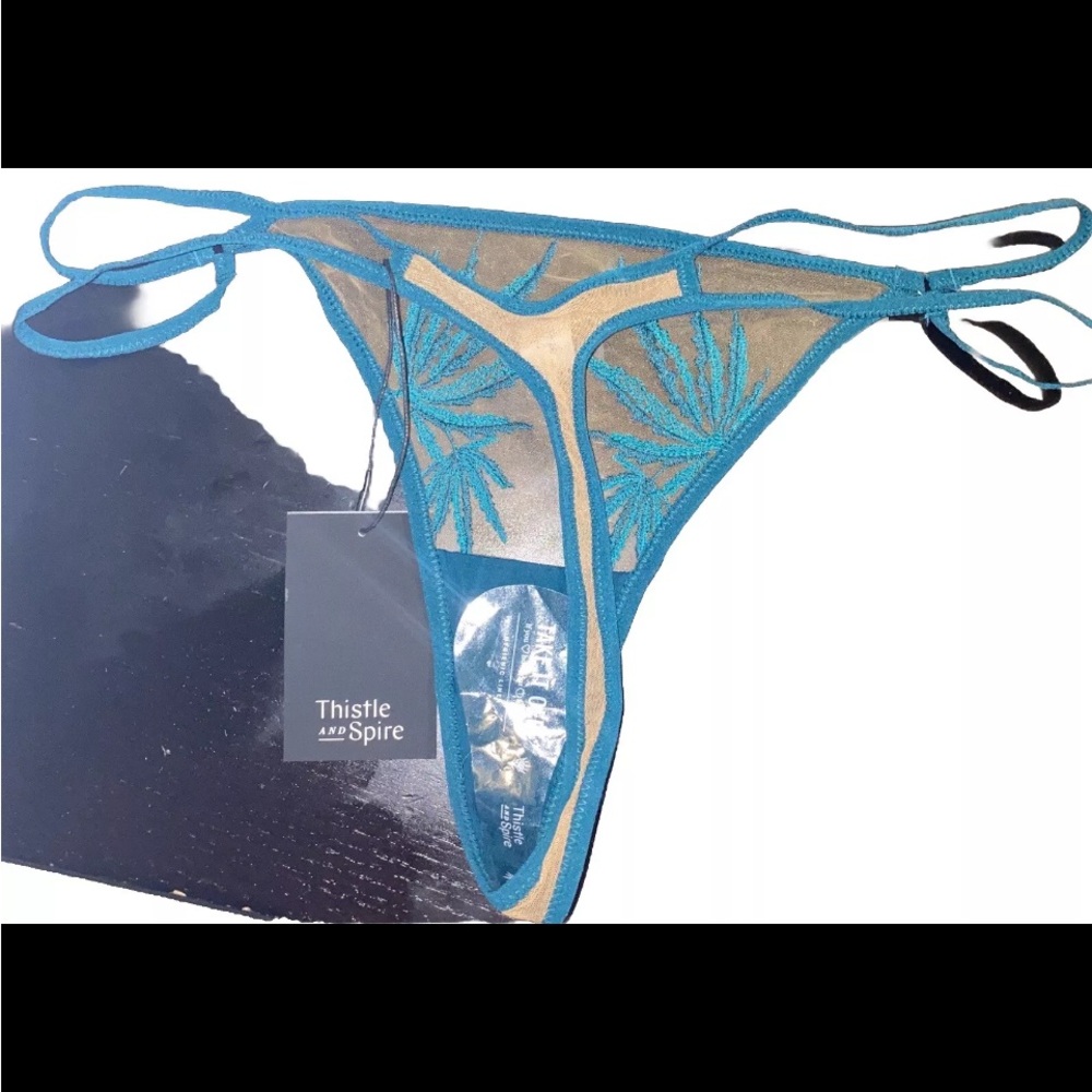 NWT Thistle and Spire Brooklyn Haze Thong Emerald Green Butterscotch - Picture 3 of 7